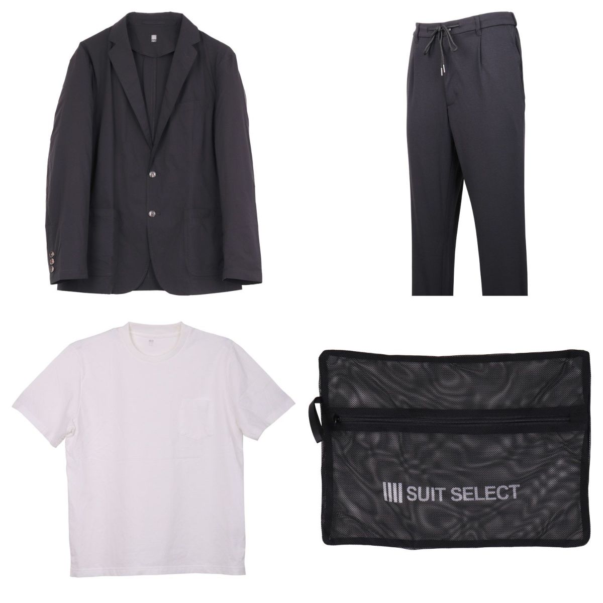 Rbc Remote Pack Suit 2釦ジャケット パンツ Tシャツ ウオッシャブルネット 4点セット ブラック Suit Select スーツセレクト公式通販