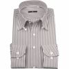 【BL】タブカラードレスワイシャツ/ブラウン＆ホワイト×ストライプ/Oil guard スーツセレクト通販 suit select