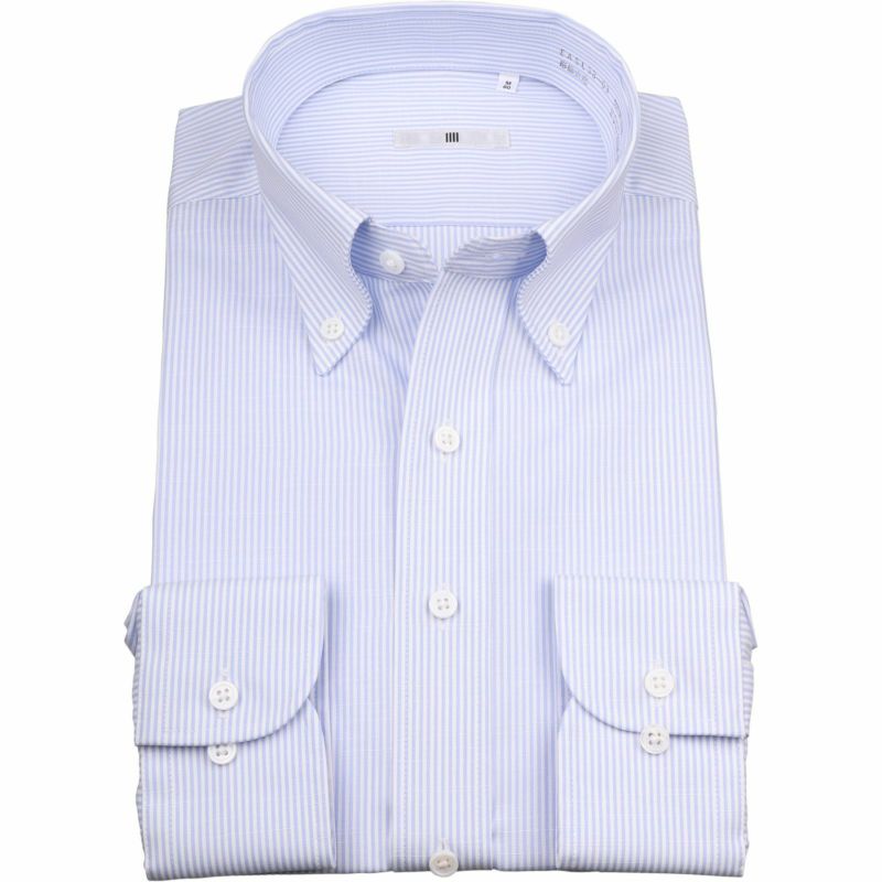 【SL】ボタンダウンドレスワイシャツ/ホワイト＆ブルー×ストライプ/スラブ生地/Oil guard スーツセレクト通販 suit select