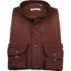 【CLASSICO TAPERED】バンドカラードレスワイシャツ/ブラウン×コーデュロイ スーツセレクト通販 suit select