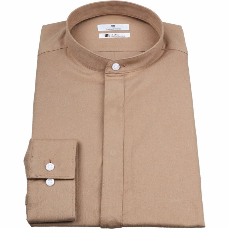 【CLASSICO TAPERED】バンドカラードレスワイシャツ/サンドブラウン×起毛ツイルセレクト通販 suit select