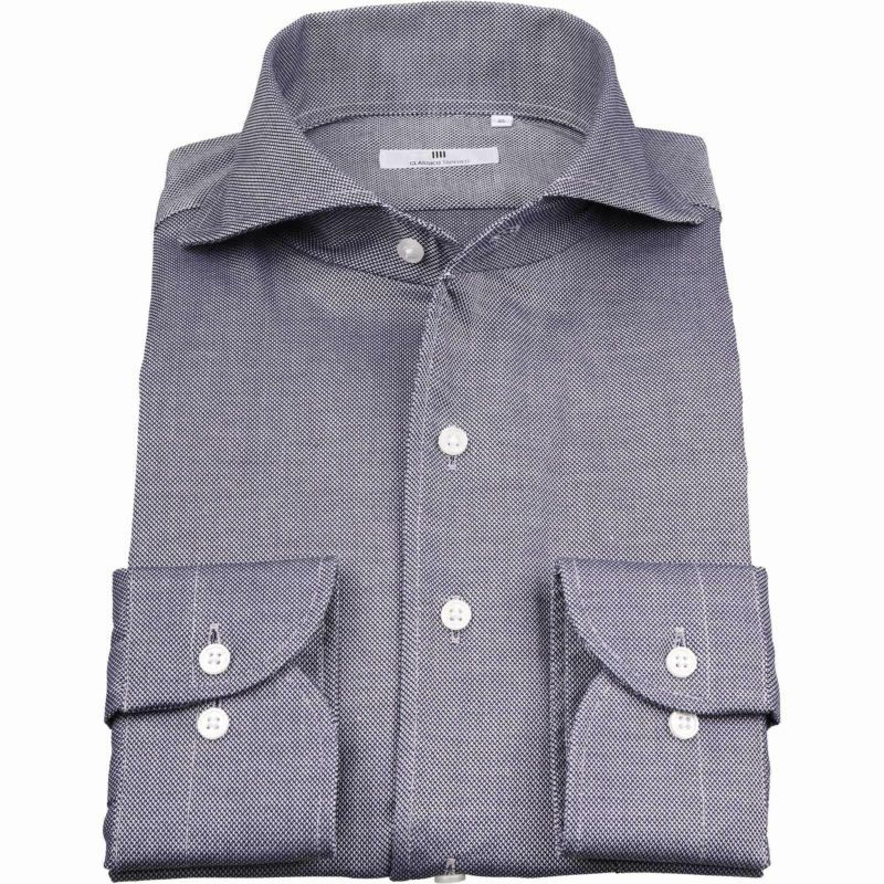 【CLASSICO TAPERED】ホリゾンタルワイドワンピースカラードレスワイシャツ/ネイビー/同素材：洗える立体マスク付 スーツセレクト通販 suit select