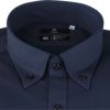 【SKINNY】ボタンダウンドレスワイシャツ/ネイビー/釦・釦付糸：ネイビー/SUPER NON IRON-KNIT4S スーツセレクト通販 suit select