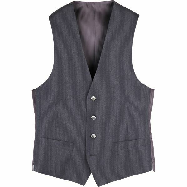 【SLIM TAPERED】ジレ(ベスト)/グレー×シャドーストライプ/ウォッシャブル/4S スーツセレクト通販 suit select