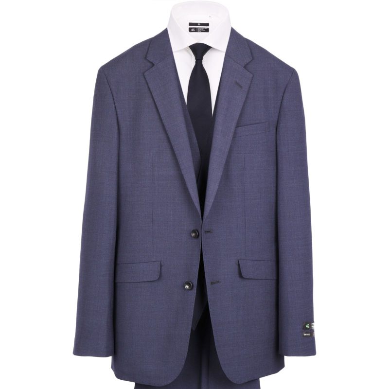 【SLIM TAPERED_2】2釦シングルスリーピーススーツ 0タック/ネイビー/4S SUSTAINABILITY&ECOLOGY FABRIC スーツセレクト通販 suit select