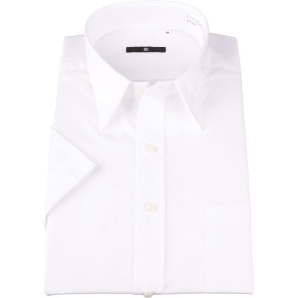 BL/半袖】レギュラーカラードレスワイシャツ/ホワイト×ソリッド/COOL