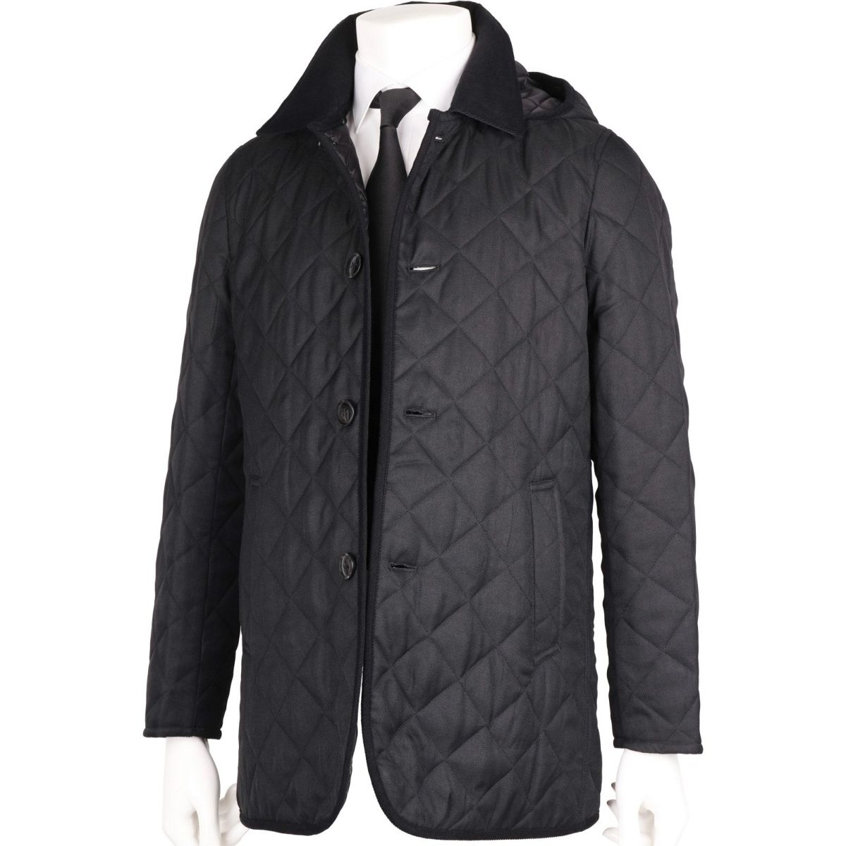SL】フード付きキルティングコート/ブラック/襟コーデュロイ SUIT SELECT スーツセレクト公式通販
